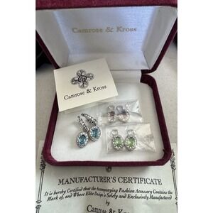 Camrose & Kross JBK Jackie Kennedy Interchangeable Earrings Set w Box COA
